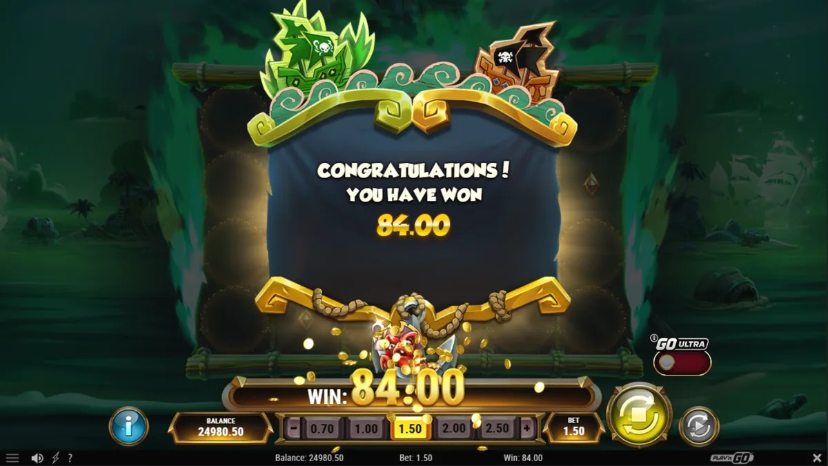 Tampilan layar permainan slot Crabby’s Gold 2 dengan tema bajak laut dan harta karun